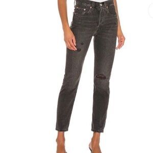 Levi’s premium 501 in Black stock Distressed 100% cotton Jeans size 27